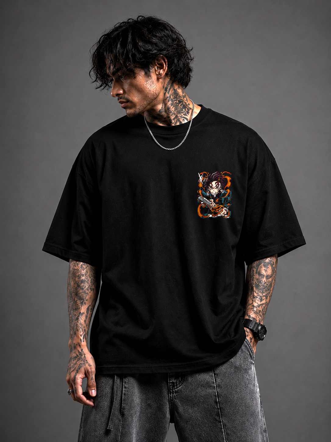 Tanjiro Kamado | Black Oversized T-shirt