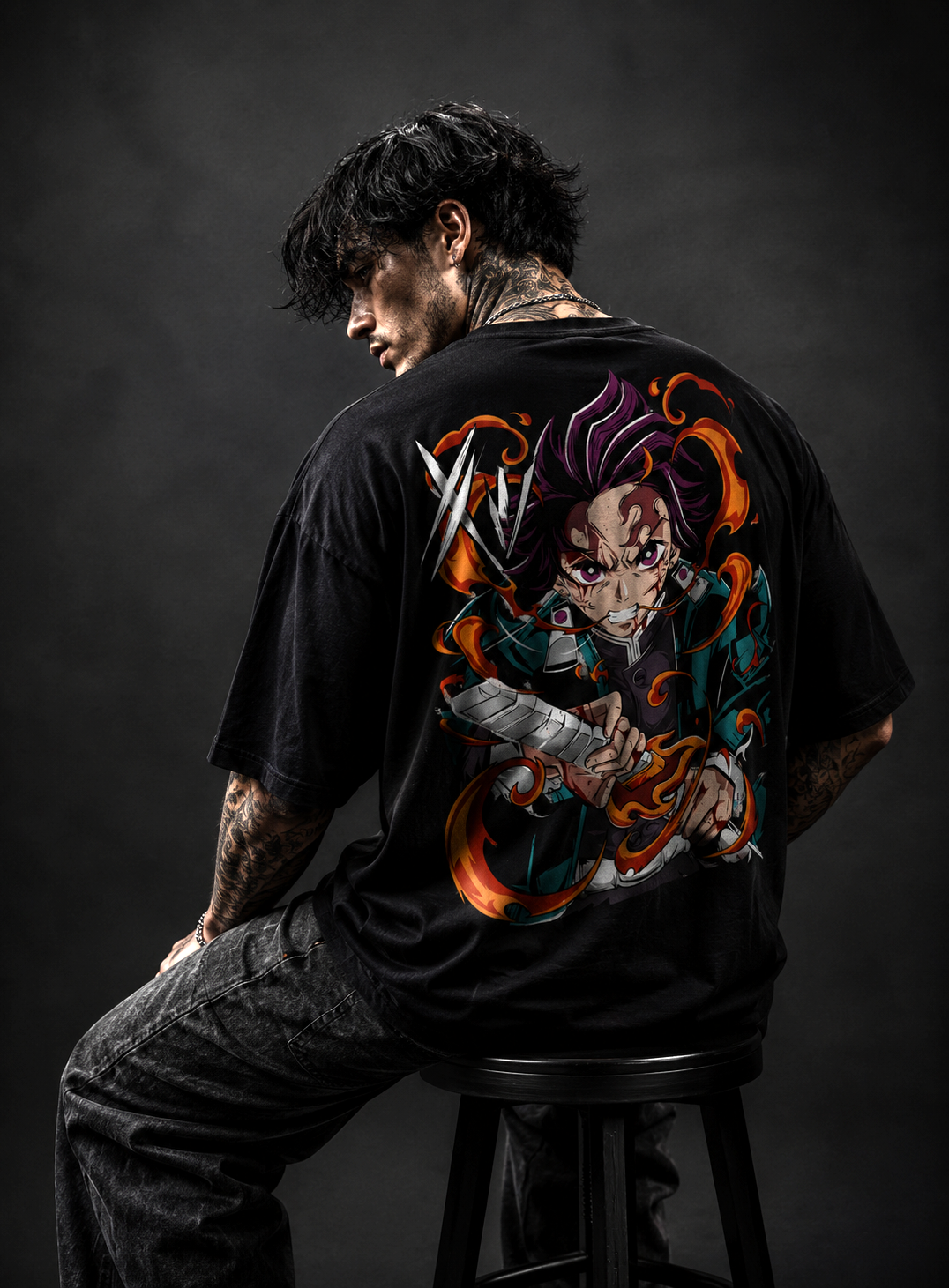 Tanjiro Kamado | Black Oversized T-shirt