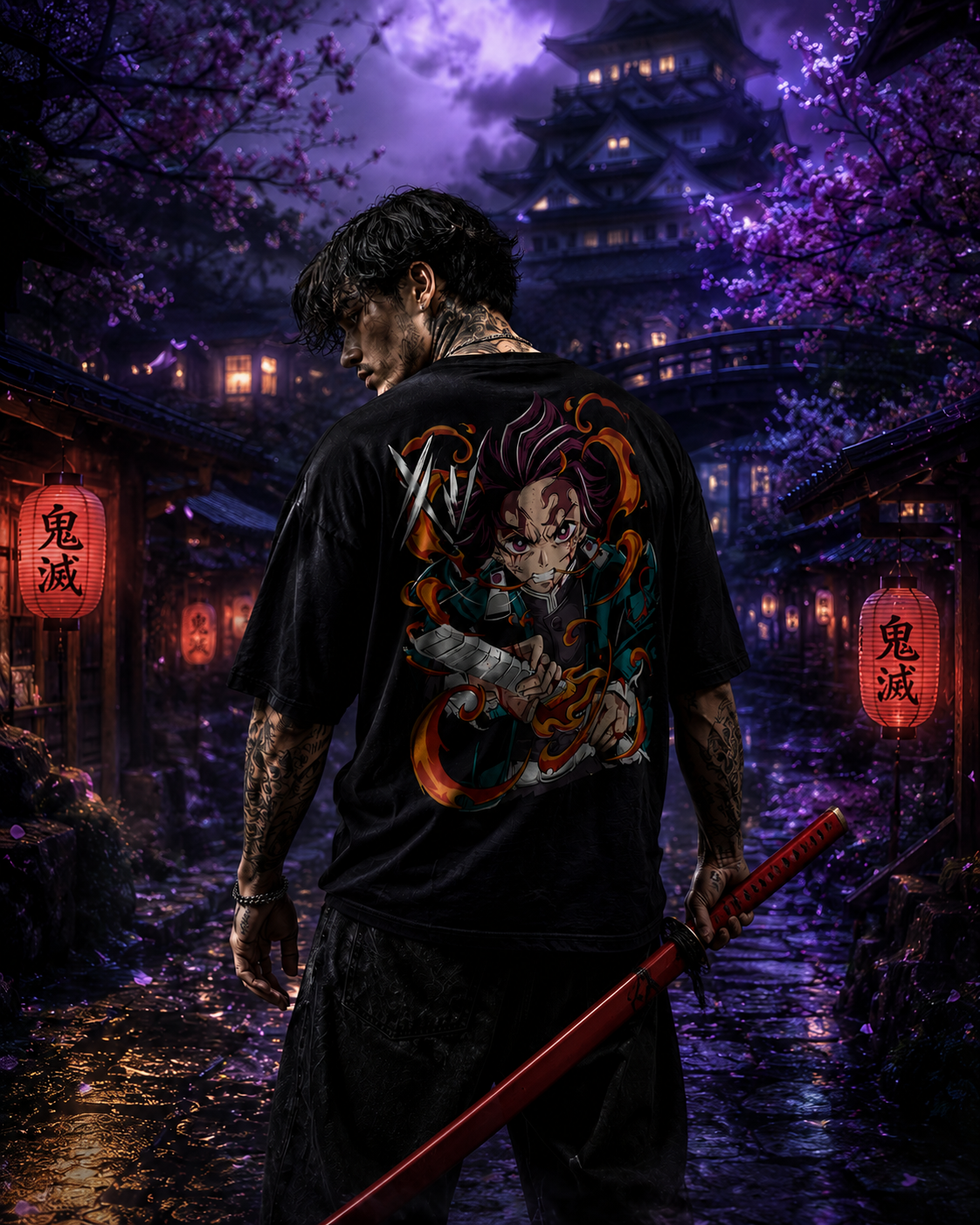 Tanjiro Kamado | Black Oversized T-shirt