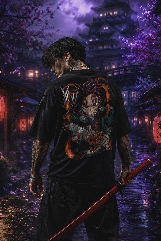 Tanjiro Kamado | Black Oversized T-shirt